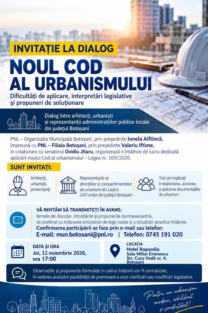 Invitație la dialog | noul Cod al urbanismului