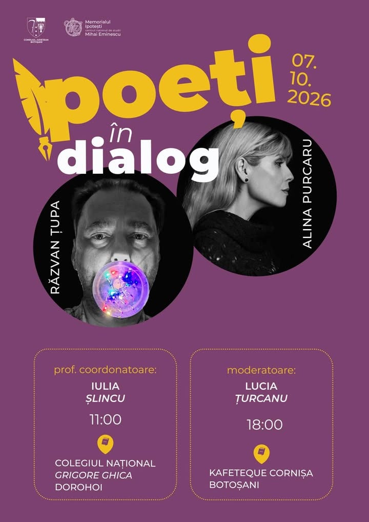 Poeți în dialog la Memorialul Ipotești: Alina Purcaru – Răzvan Țupa